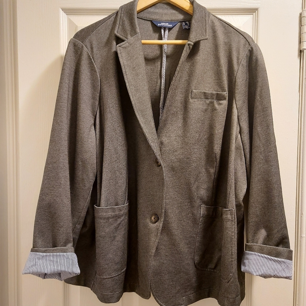 Land's End Ponte Knit Grey Blazer